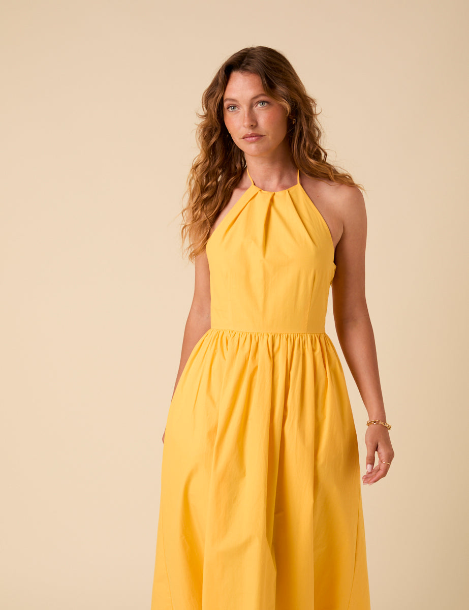 Secondary image of Yellow Halterneck Amber Midi Dress